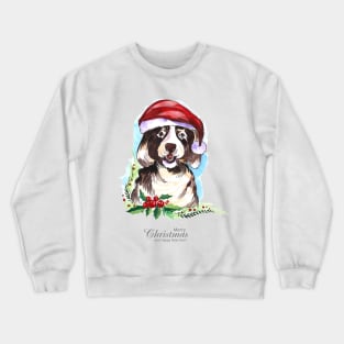 Cute Dog Wearing Christmas Hat Crewneck Sweatshirt